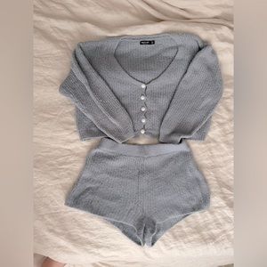 Nasty gal what a Pearl sweater lounge set in blue size small